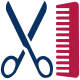 comb and scissors